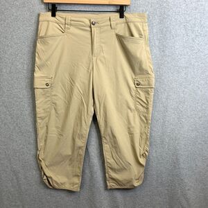 Eddie Bauer Pants Womens 12 Beige Travex Ruched Capri Cargo Hiking Outdoors Sun
